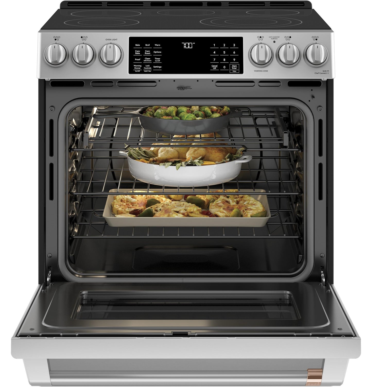 CAFE  30" Smart Slide-In, Front-Control, Radiant and Convection Range in Stainless Steel - CES700P2MS1