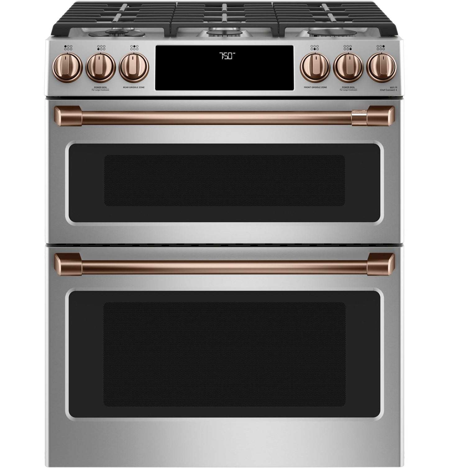 CAFE CGS750P2MS1 CAFé 30" Smart Slide-In, Front-Control, Gas Double-Oven Range with Convection in Stainless Steel - CGS750P2MS1