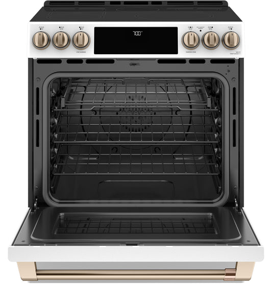 CAFE  30" Smart Slide-In, Front-Control, Radiant and Convection Range White - CES700P4MW2