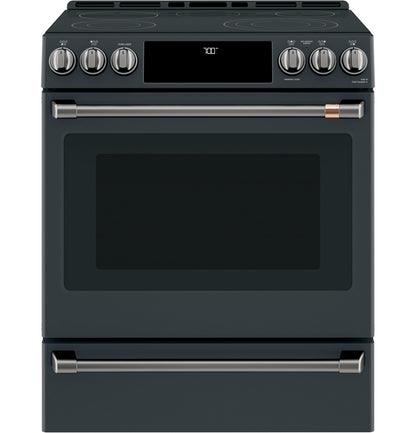 CAFE  30" Smart Slide-In, Front-Control, Radiant and Convection Range Black - CES700P3MD1