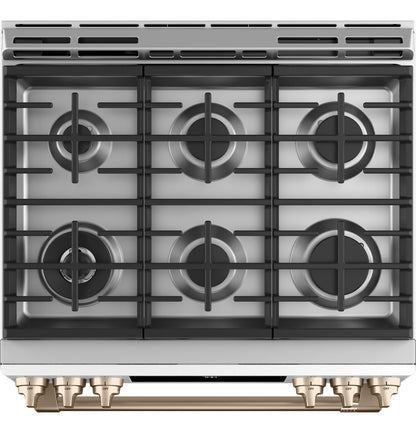 CAFE CGS700P4MW2 CAFé 30" Smart Slide-In, Front-Control, Gas Range with Convection Oven White - CGS700P4MW2