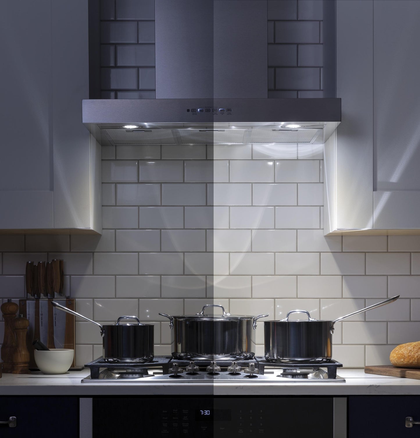 CAFE UVW8301SLSS 30" Designer Wall Mount Hood w/ Dimmable LED Lighting in Stainless Steel - UVW8301SLSS