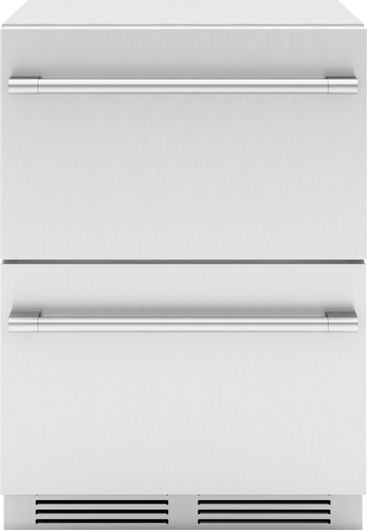 ZEPHYR Presrv Refrigerator Drawers, 24in Compact, Outdoor, SS, 2 Zone in Stainless Steel - PRRD24C2ASOD