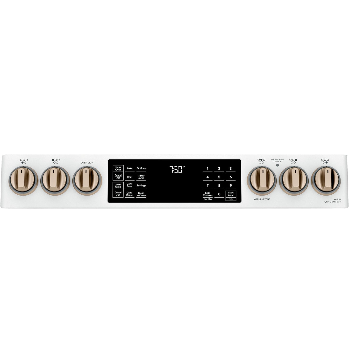 CAFE  30" Smart Slide-In, Front-Control, Radiant and Convection Double-Oven Range White - CES750P4MW2