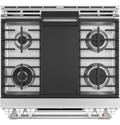 CAFE CGS750P2MS1 CAFé 30" Smart Slide-In, Front-Control, Gas Double-Oven Range with Convection in Stainless Steel - CGS750P2MS1