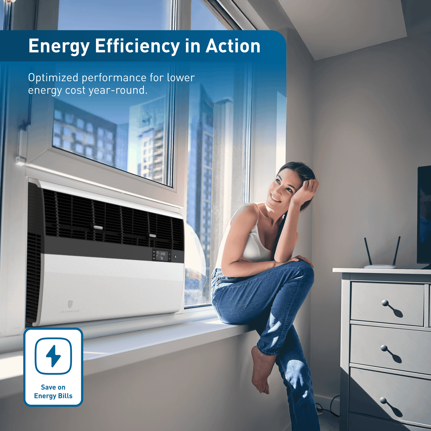 FRIEDRICH KCVQ08B10A Friedrich K hl Inverter 8,000 BTU 115V Smart Window/Wall Air Conditioner - Cool only
