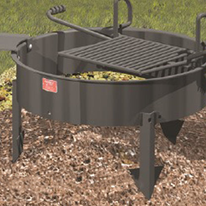 Pilot Rock 6 Pack 24” Steel Ground Fire Pit Rings & Metal Cooking Grates, Black - 415887