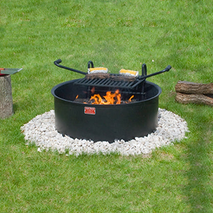 Pilot Rock 6 Pack 24” Steel Ground Fire Pit Rings & Metal Cooking Grates, Black - 415887