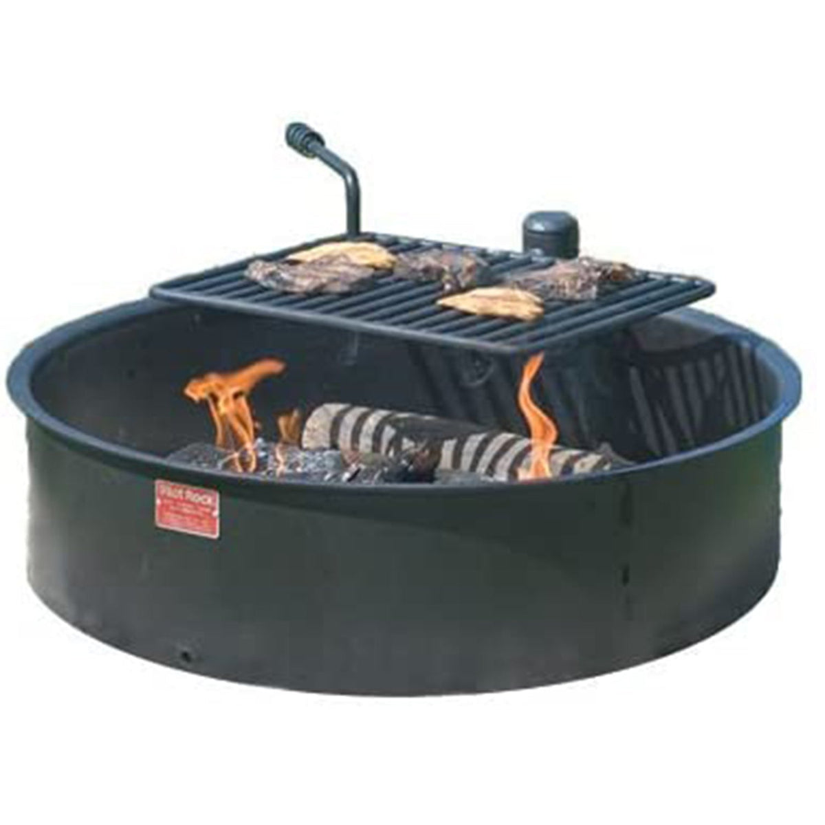 Pilot Rock 3 Pack 30.5 Inch Steel Ground Fire Pit Ring and Metal Cooking Grate - 415876