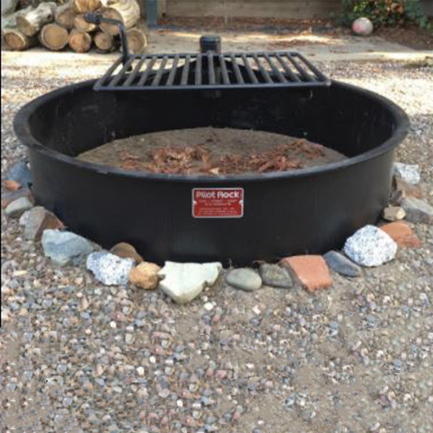 Pilot Rock 6 Pack 30.5 Inch Steel Ground Fire Pit Ring and Metal Cooking Grate - 415884