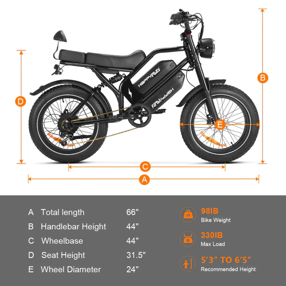HappyRun G70 48V/38Ah 2000W Electric Cargo Bike