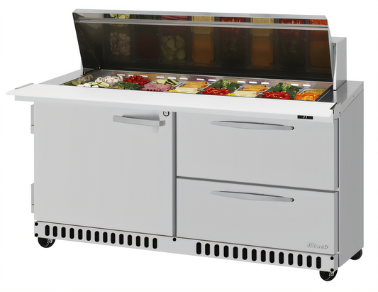 Turbo Air PST-60-24-D2R(L)-FB-N PRO Refrigerated Prep Tables - PST-60-24-D2R(L)-FB-N