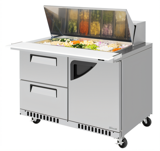 Turbo Air TST-48SD-18-D2R(L)-FB-N Super Deluxe Refrigerated Prep Tables - TST-48SD-18-D2R(L)-FB-N