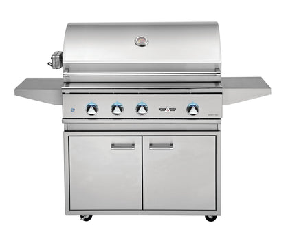 Delta Heat 38 Inch Propane Grill on Cart with Interior Lights & Rotisserie - DHGB32-C + DHBQ38R-DL