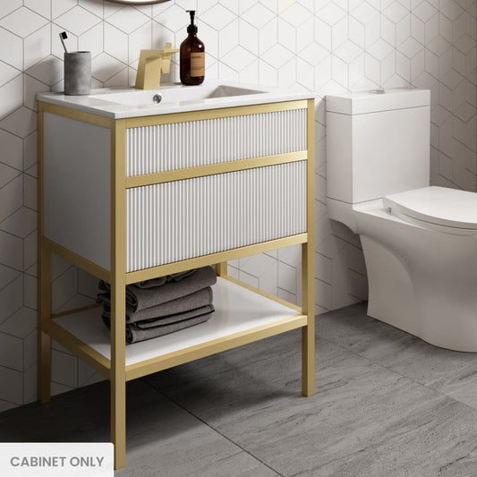 Swiss Madison Cache 24 Freestanding, Bathroom Vanity in White and Gold Cabinet Only - SM-BV901WG-C