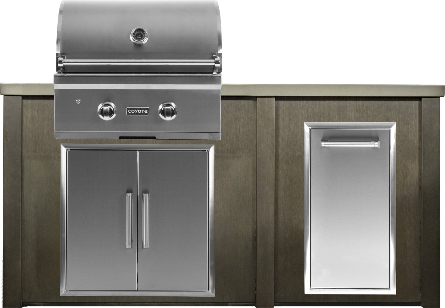 Haven 5 1/2 Ft Coyote Outdoor Kitchen Island w/ Trash Center - HCOY66TRASH