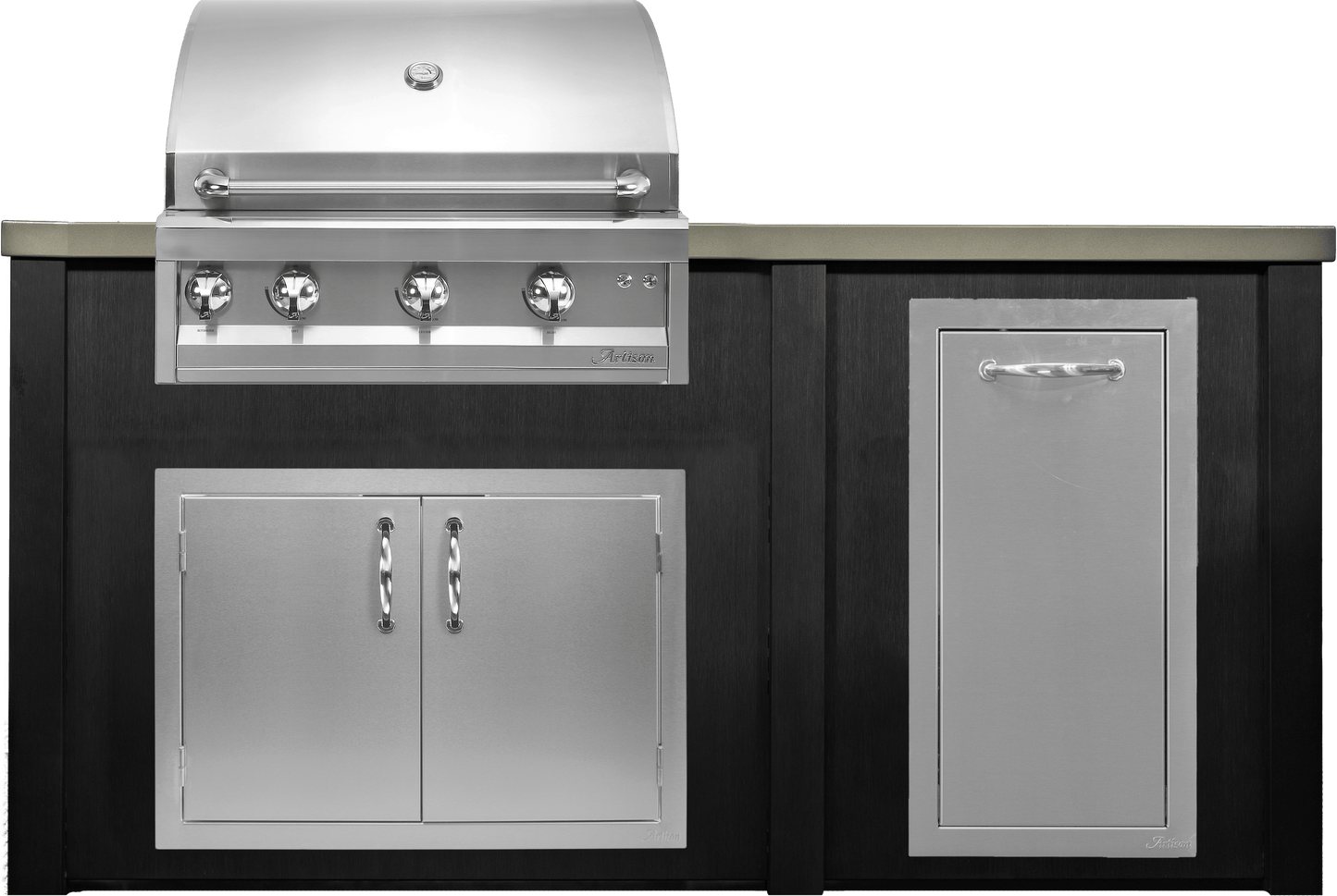 Haven 72" Artisan Outdoor Kitchen Island  w/ 15" Trash Center  - HART72TRASH
