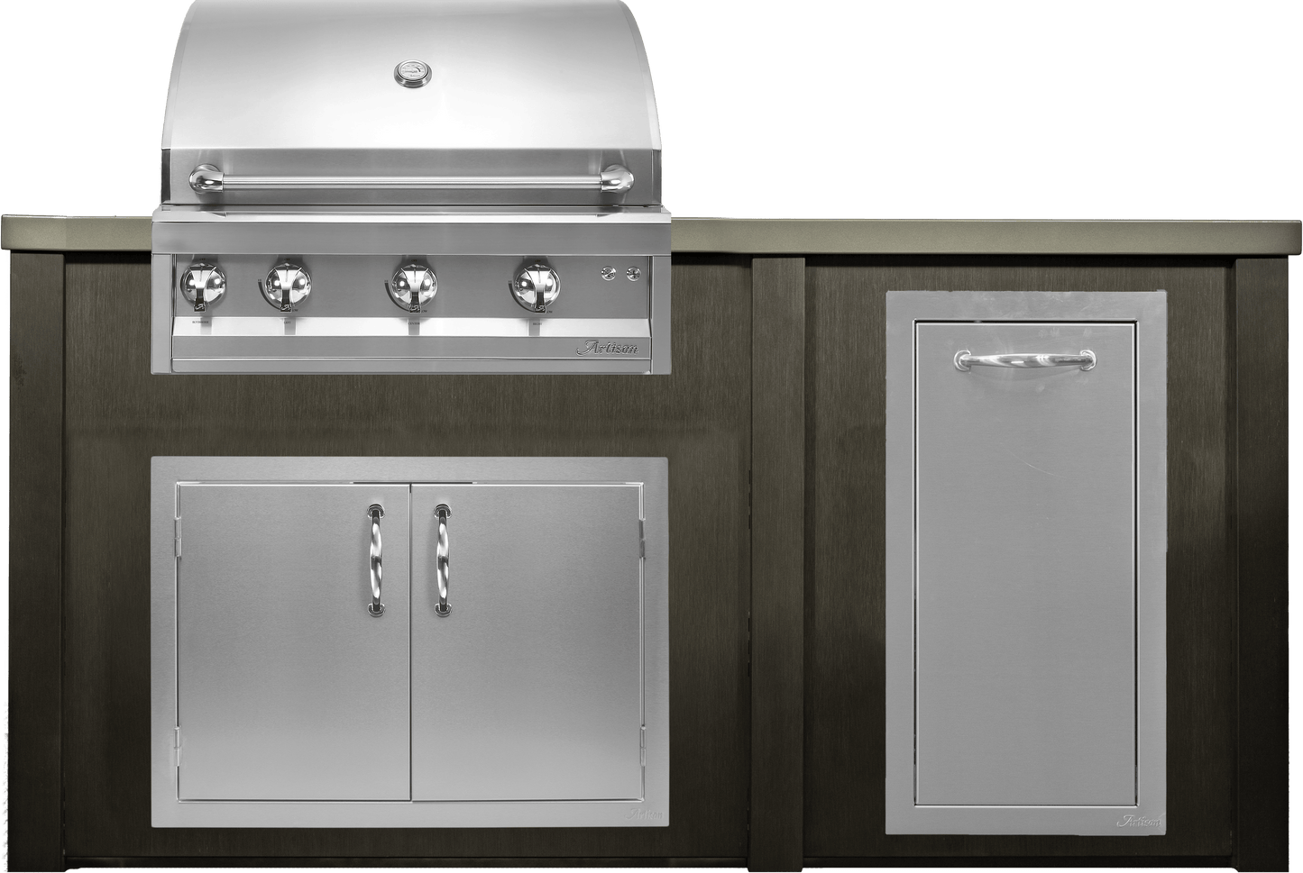 Haven 72" Artisan Outdoor Kitchen Island  w/ 15" Trash Center  - HART72TRASH