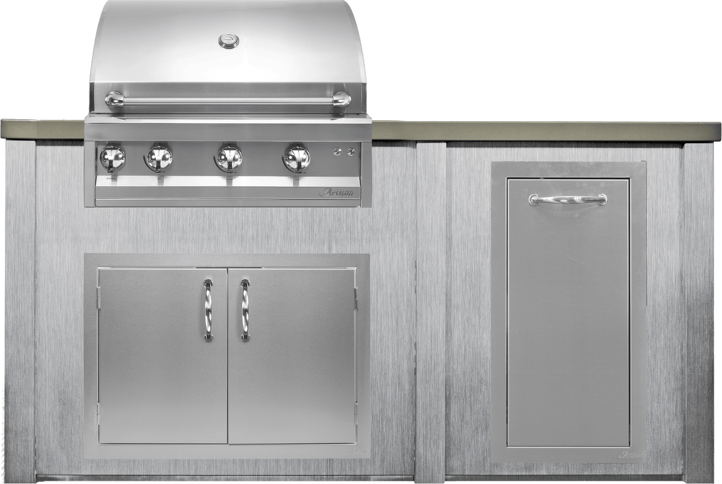 Haven 72" Artisan Outdoor Kitchen Island  w/ 15" Trash Center  - HART72TRASH