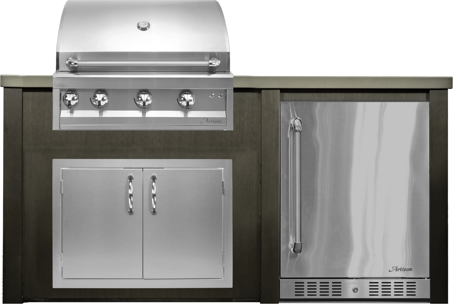 Haven 72" Artisan Outdoor Kitchen Island w/ 24" Refrigerator - HART72REF