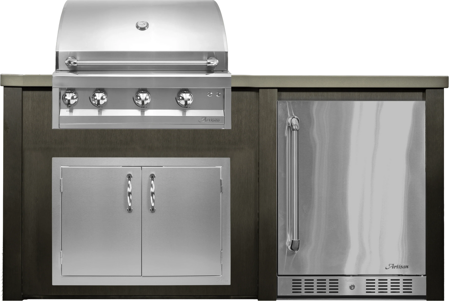 Haven 72" Artisan Outdoor Kitchen Island w/ 24" Refrigerator - HART72REF