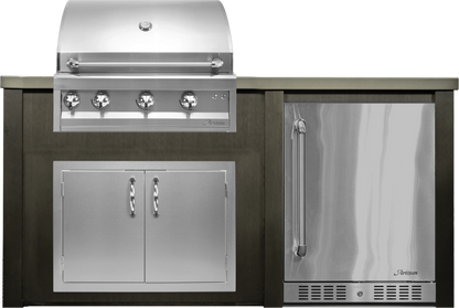 Haven 72" Artisan Outdoor Kitchen Island w/ 24" Refrigerator - HART72REF