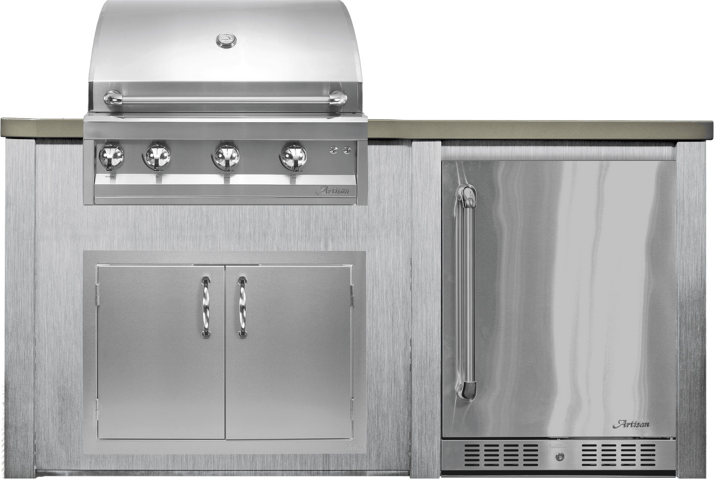 Haven 72" Artisan Outdoor Kitchen Island  w/ 24" Refrigerator | HART72REF - HART72REF