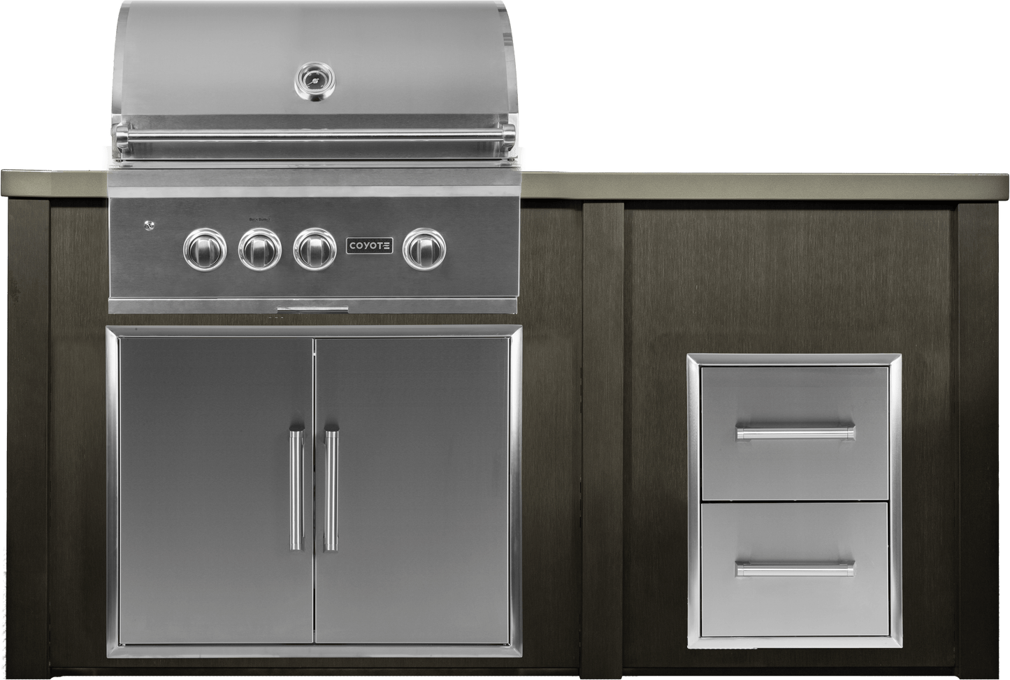 Haven 72" Coyote Outdoor Kitchen Island w/ 2 Drawer Cabinet - HCOY72DRAW-2