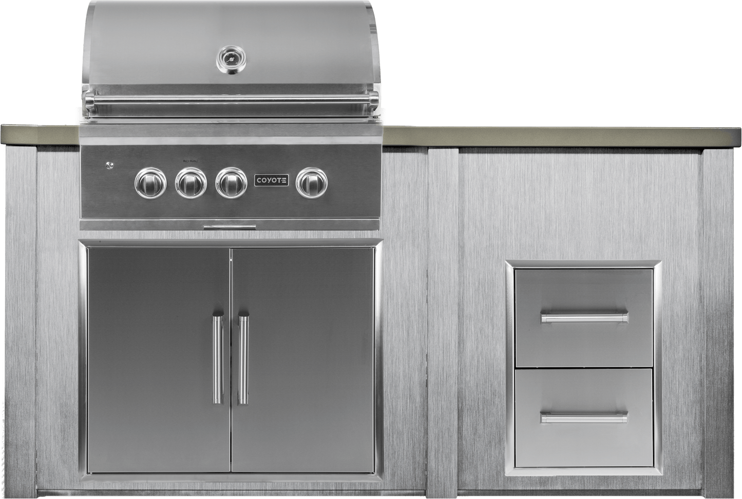 Haven 72" Coyote Outdoor Kitchen Island w/ 2 Drawer Cabinet - HCOY72DRAW-2
