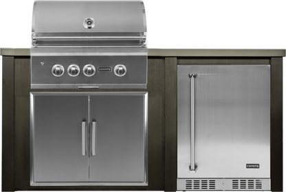 Haven 72" Coyote Outdoor Kitchen Island w/ 24" Refrigerator - HCOY72REF-2