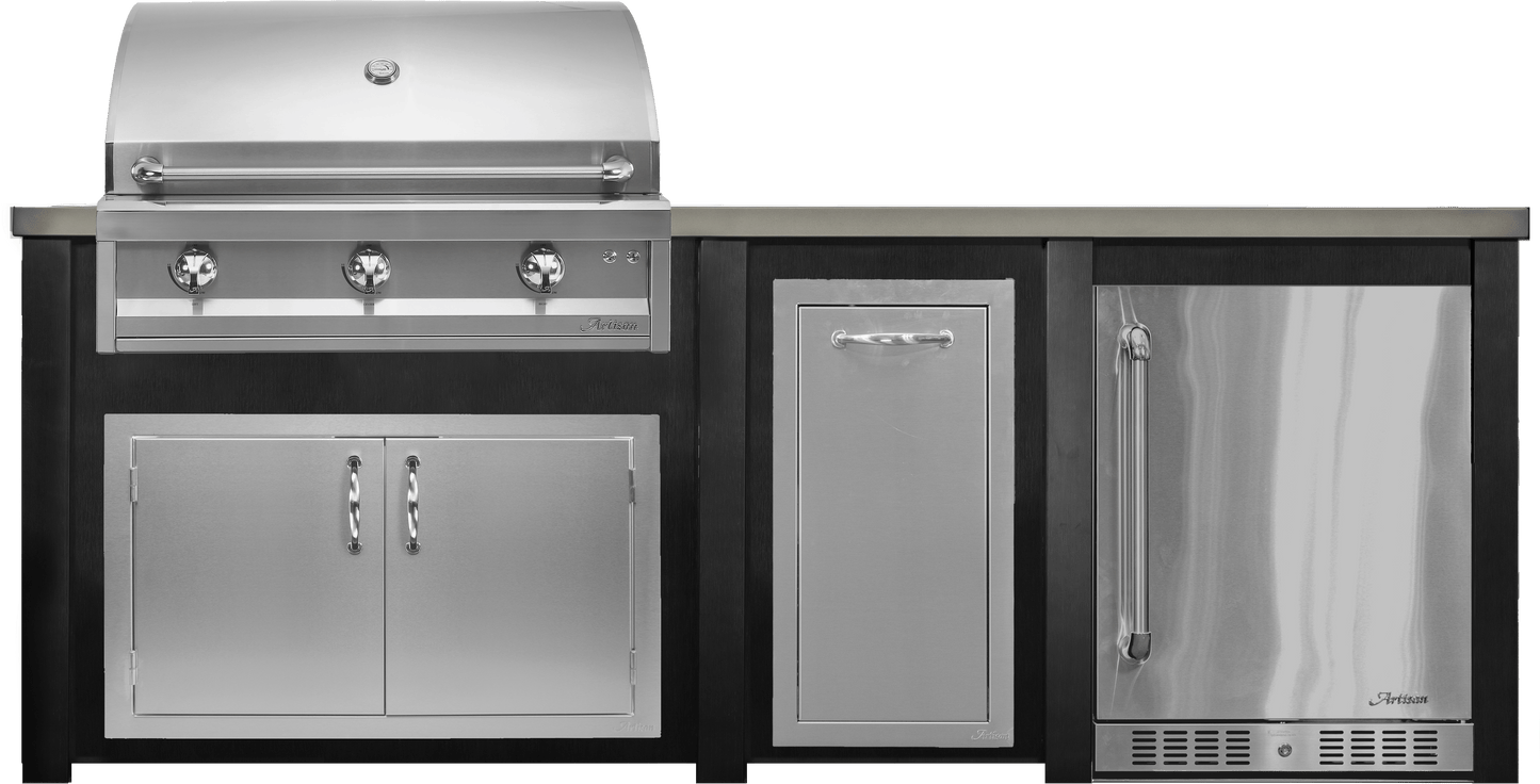 Haven 96" Artisan Outdoor Kitchen Island  w/ 24" Refrigerator - HART96REF