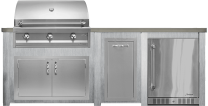 Haven 96" Artisan Outdoor Kitchen Island w/ 24" Refrigerator - HART96REF