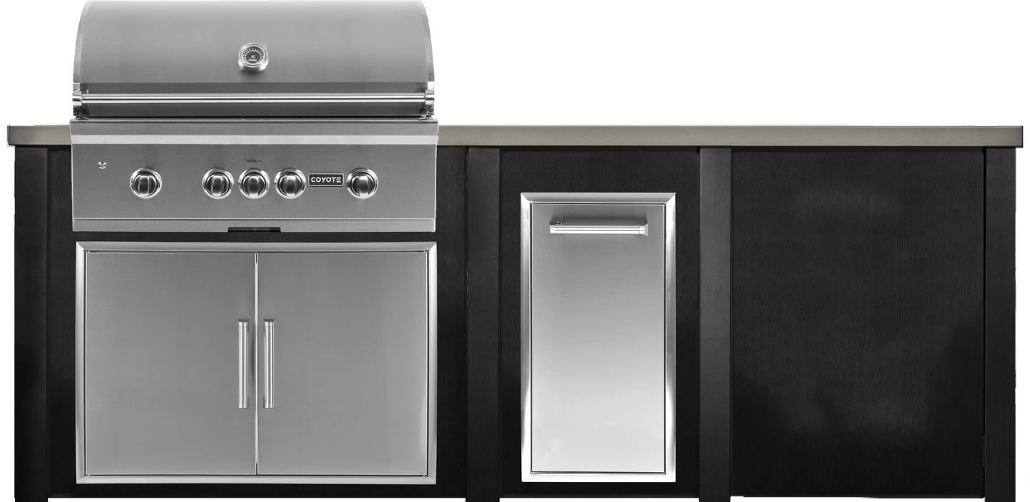 Haven 96" Coyote Outdoor Kitchen Island w/ Plain Panel | HCOY96PAN - HCOY96PAN