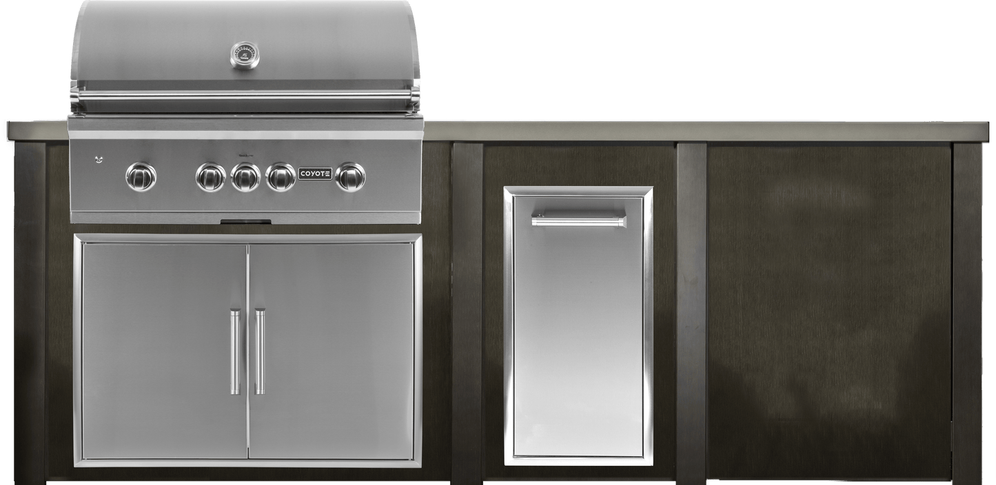 Haven 96" Coyote Outdoor Kitchen Island w/ Plain Panel | HCOY96PAN - HCOY96PAN