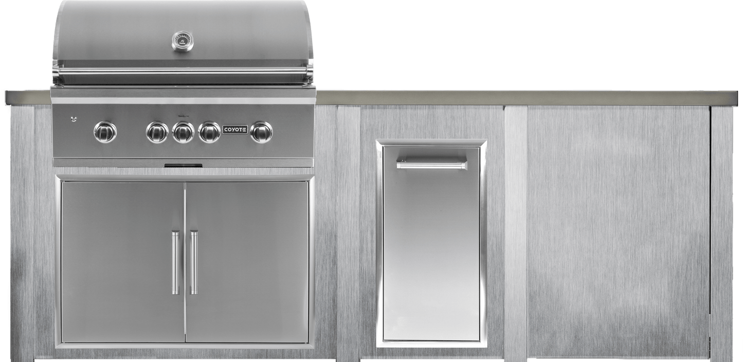 Haven 96" Coyote Outdoor Kitchen Island w/ Plain Panel | HCOY96PAN - HCOY96PAN