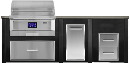 Haven 8 Ft Coyote Pellet Outdoor Kitchen Island w/ 2 Drawer Cabinet - HCOY96PDRAW