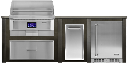 Haven 8 Ft Coyote Pellet Outdoor Kitchen Island w/ 24" Refrigerator - HCOY96PREF