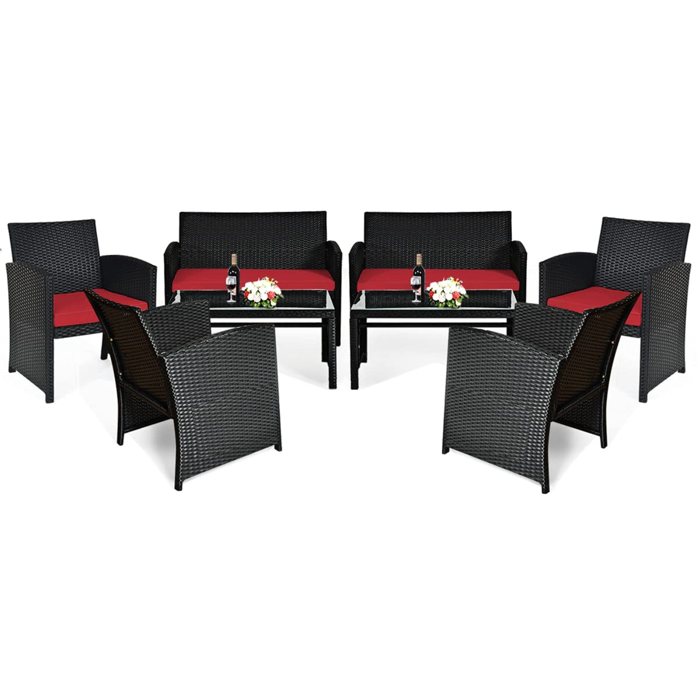 Tangkula Patio Wicker Conversation Furniture Set - 2*HW63239