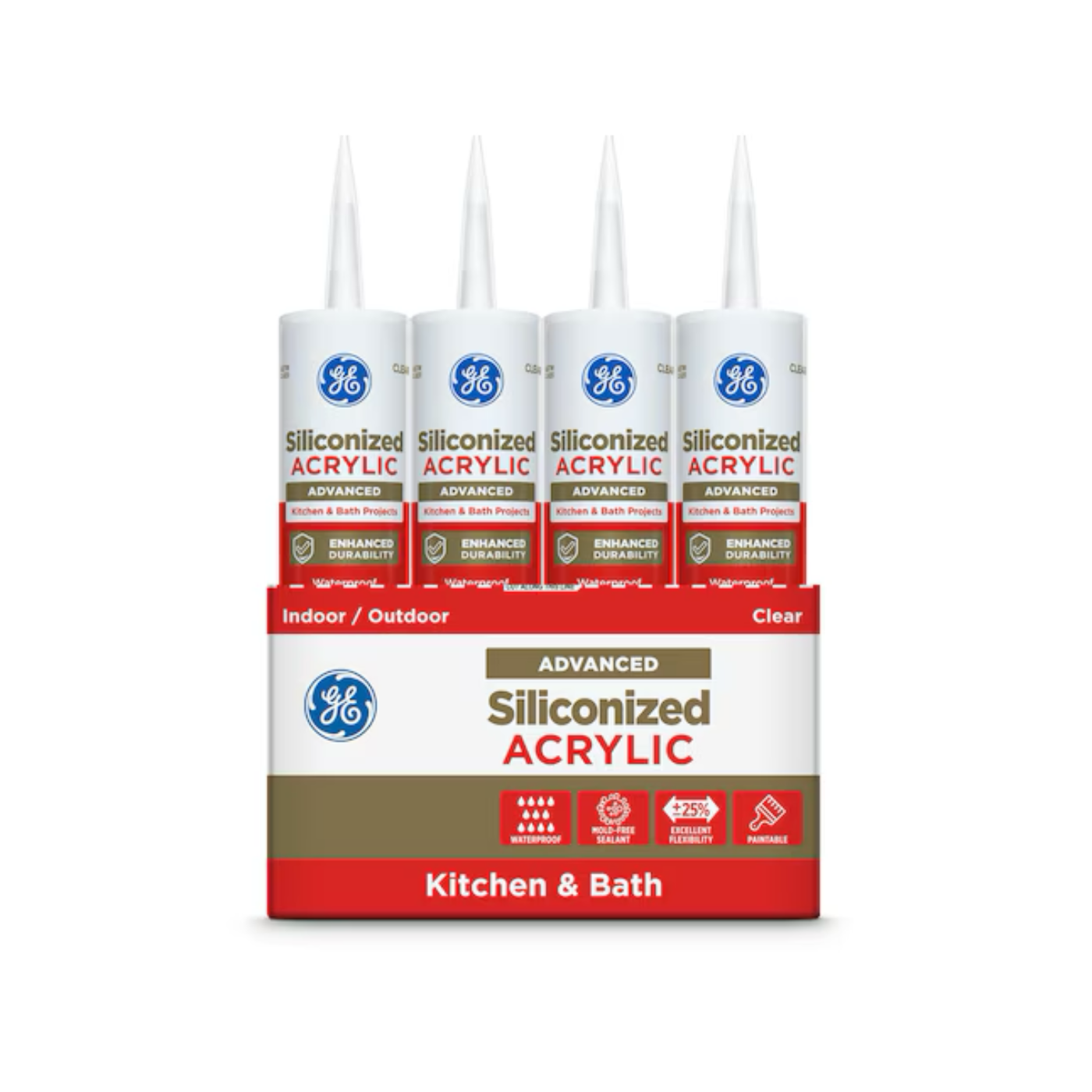 GE Advanced Siliconized Acrylic Kitchen and Bath 10.1-oz Clear Paintable Latex Caulk - 21223012