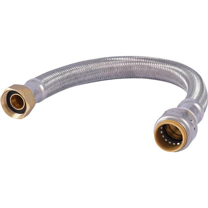 GE SharkBite Max 1/2 in. Push-to-Connect x 3/4 in. FIP x 18 in. Braided Stainless Steel Water Heater Connector - UR3068FX18