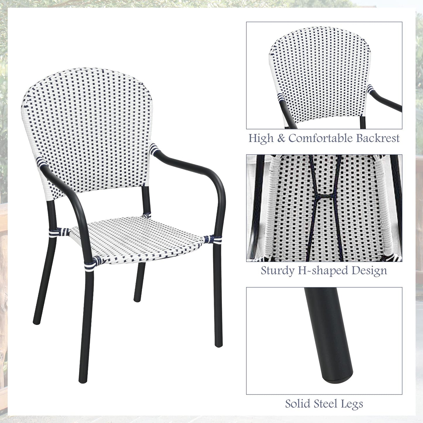 Tangkula Set of 4 Stackable Outdoor Patio Wicker Chairs - NP10073WL