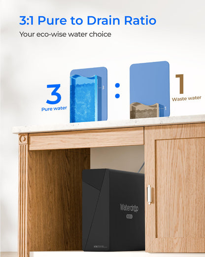 Waterdrop X16 Black Tankless Reverse Osmosis System | 1600 GPD | 11-Stage Filtration | UV Sterilization | Alkaline Mineral Technology | Smart Faucet | NSF/ANSI 42, 58 & 372 Certified