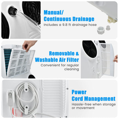 Tangkula 12000 BTU Portable Air Conditioner, with Dual Hose, Remote Control - FP10234US-WH