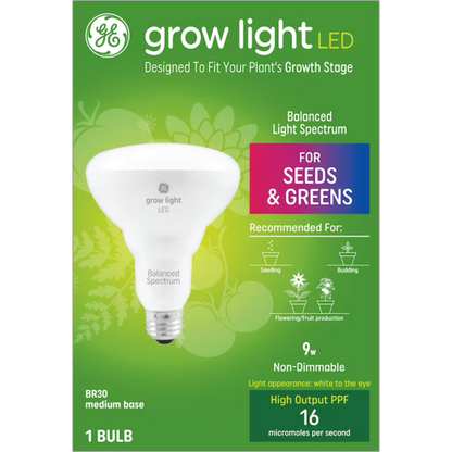 GE Grow: Seeds and Greens 9-Watt EQ BR30 Balanced Spectrum Medium Base (e-26) LED Light Bulb - 71223284
