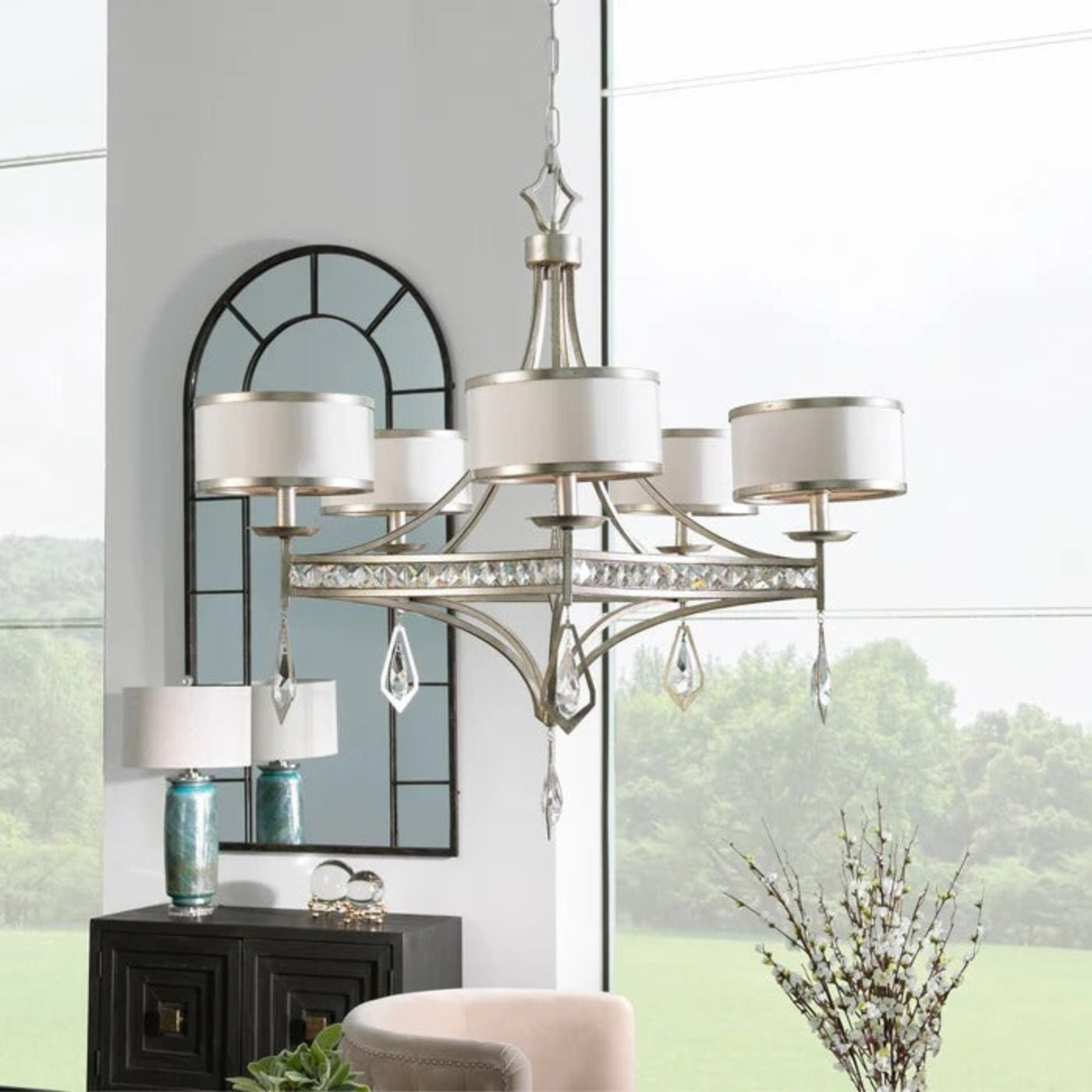 Uttermost Tamworth 5 Light Silver Champagne Chandelier 21268 - 21268