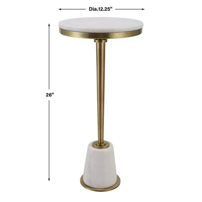 Uttermost Edifice White Marble Drink Table 25177 - 25177