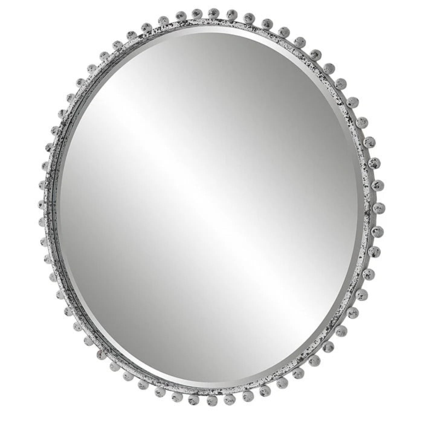 Uttermost Taza Aged White Round Mirror 09770 - 09770