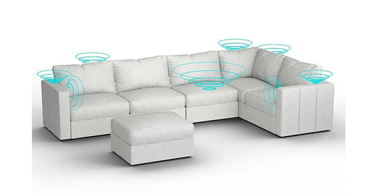 Lovesac – 6 Seats + 8 Sides Corded Velvet & Standard Foam with 10 Speaker Immersive Sound + Charge System – Sky Grey - BB6483905
