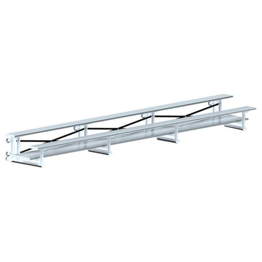 Jaypro Bleacher - 15 ft. (2 Row - Double Foot Plank) - Tip & Roll (Indoor) -  BLDP-2TRG