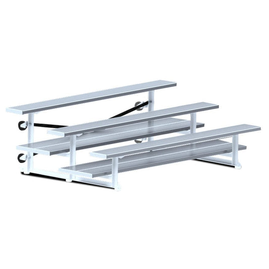 Jaypro Indoor Bleacher - 7-1/2 ft. (3 Row - Double Foot Plank) - Tip & Roll BLDP-375TRG
